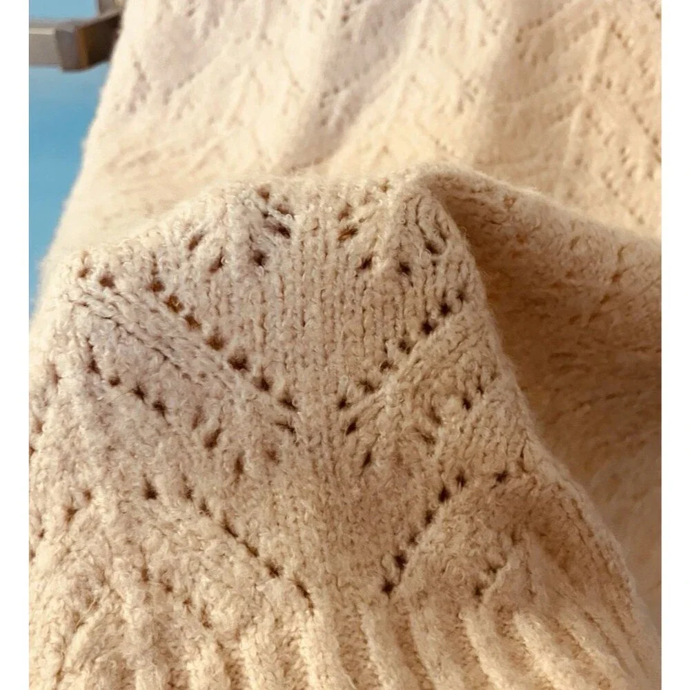 Talbots Petite Soft Open Knit Pink Pullover Long Sleeve Sweater Size MP